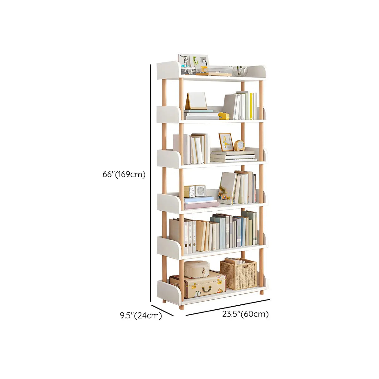 Wood Etagere Vertical Open Back Casual Display Bookcase Image - 45