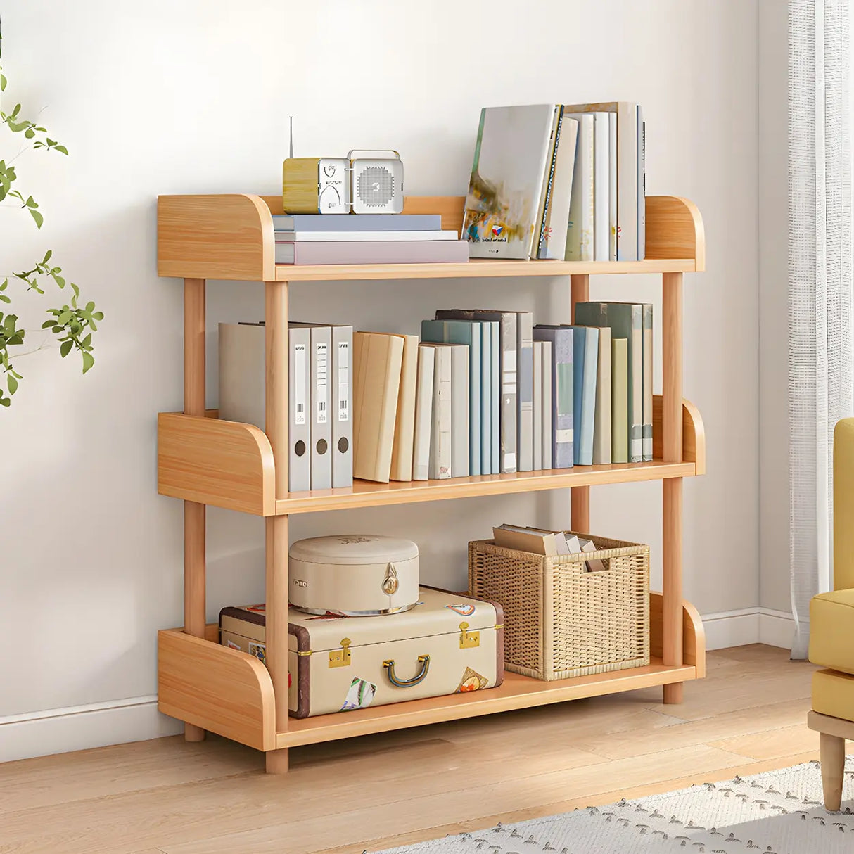 Wood Etagere Vertical Open Back Casual Display Bookcase Image - 7