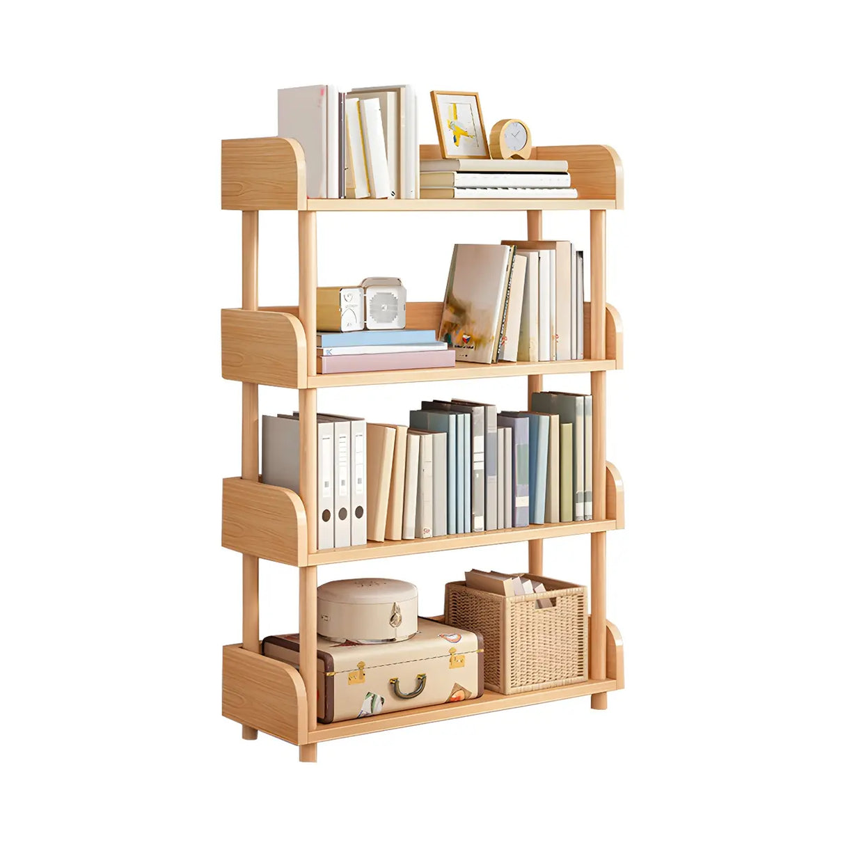 Wood Etagere Vertical Open Back Casual Display Bookcase Image - 9