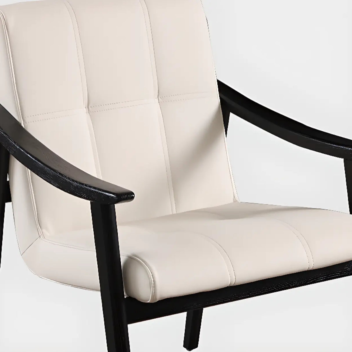 Wood Frame Armrest Cotton Parsons Dining Chair Grey Image - 13