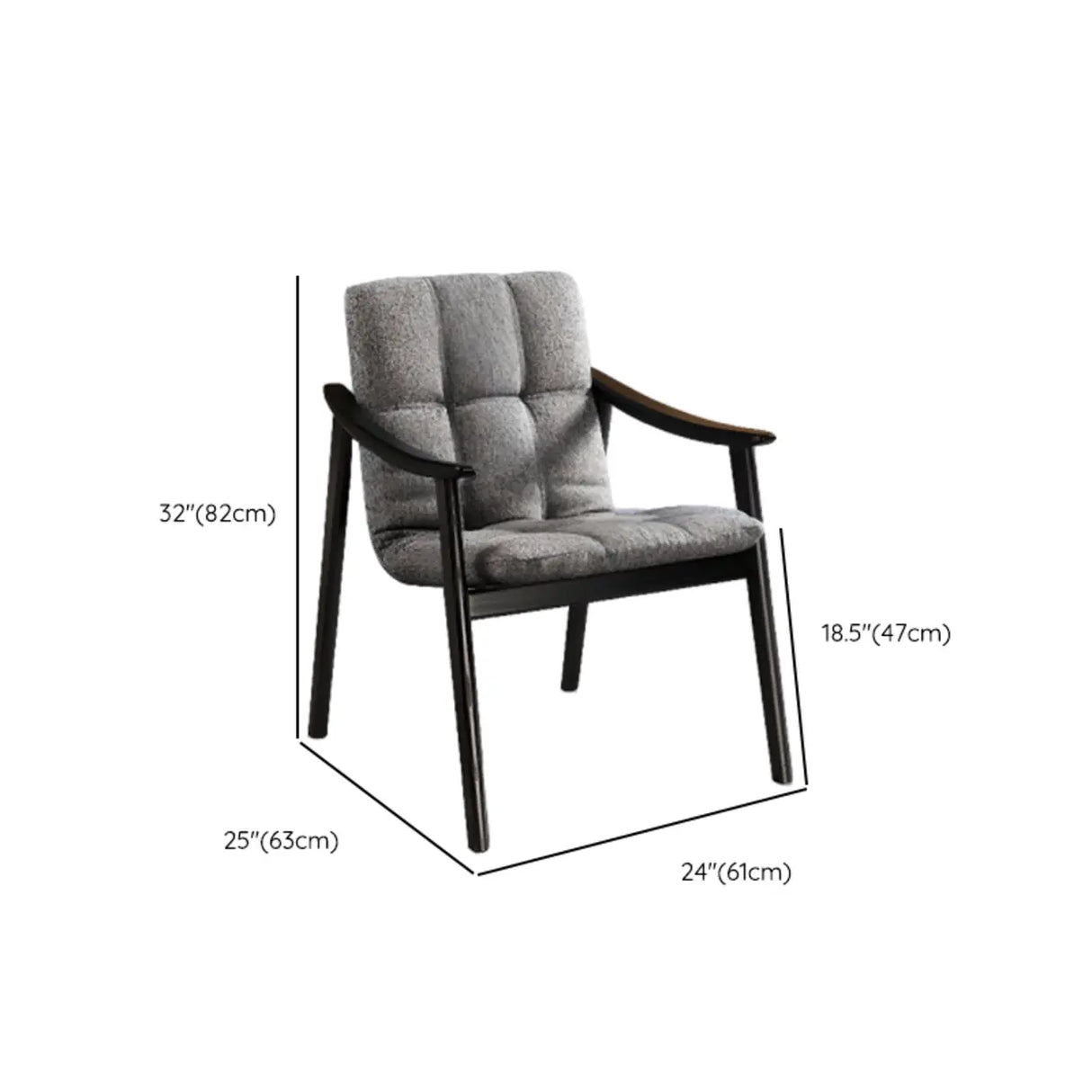 Wood Frame Armrest Cotton Parsons Dining Chair Grey Image - 19