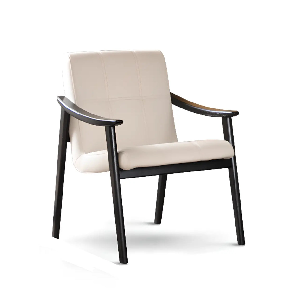 Wood Frame Armrest Cotton Parsons Dining Chair Grey Image - 5