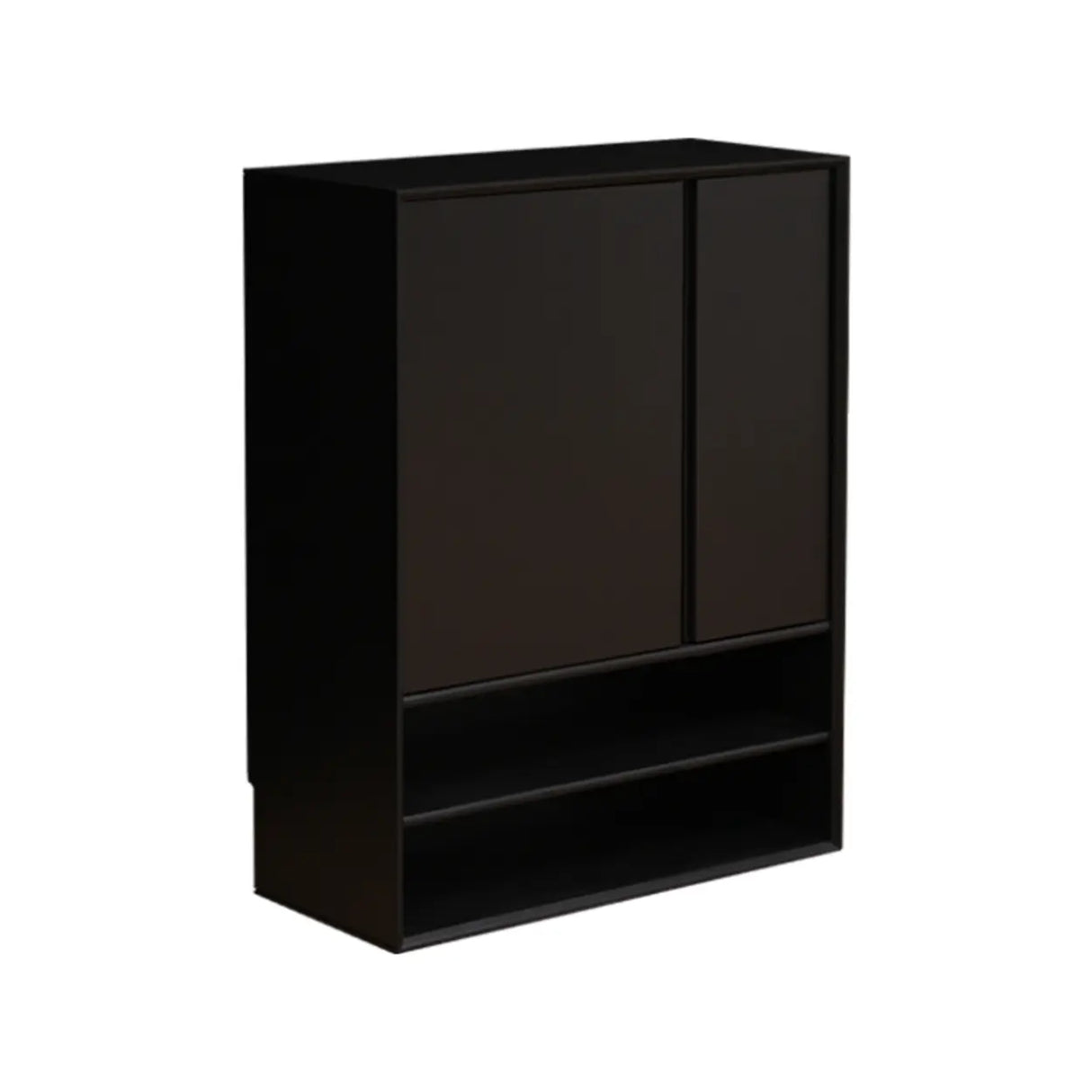 Wood Freestanding Black Cabinet Shoe Rack with Shelves Image - 10