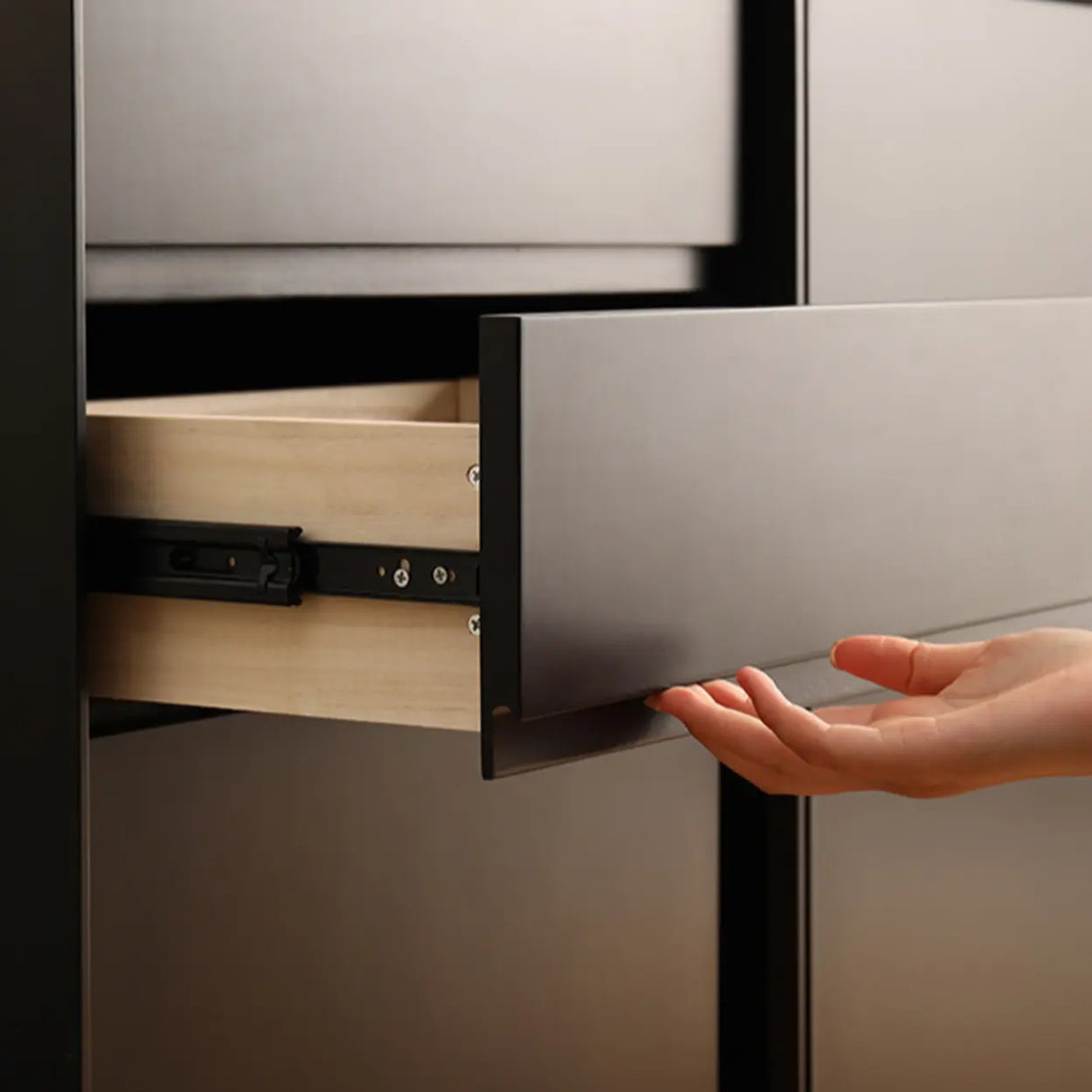 Wood Freestanding Black Cabinet Shoe Rack with Shelves Image - 16