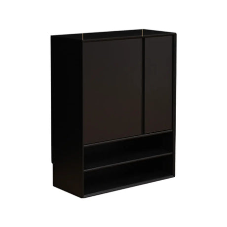 Wood Freestanding Black Cabinet Shoe Rack with Shelves Image - 2