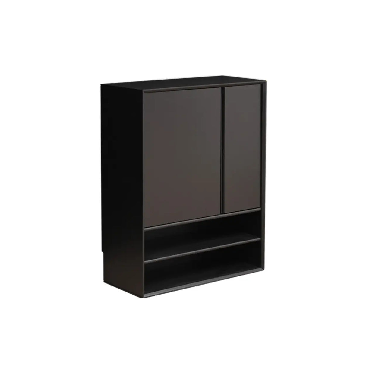 Wood Freestanding Black Cabinet Shoe Rack with Shelves Image - 4