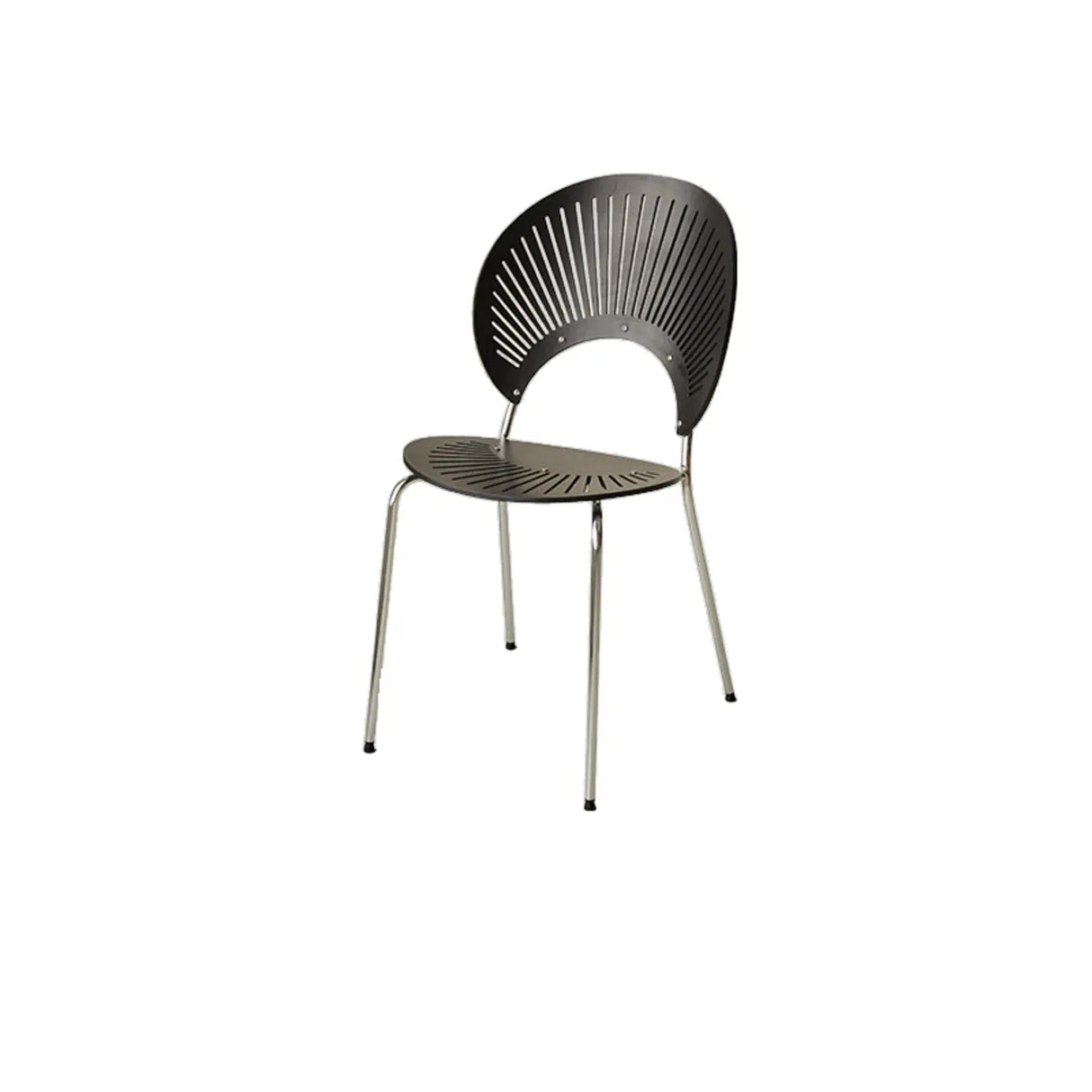 Wood Hollow Fan-Shaped Open Back Dining Chair Nut-Brown Image - 6