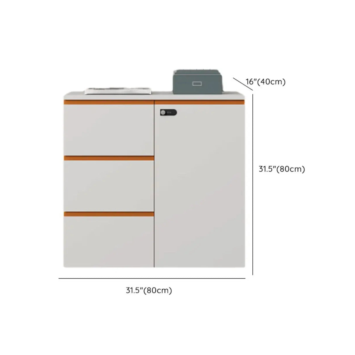 Wood Horizontal White Filing Cabinet with Shelving Image - 16