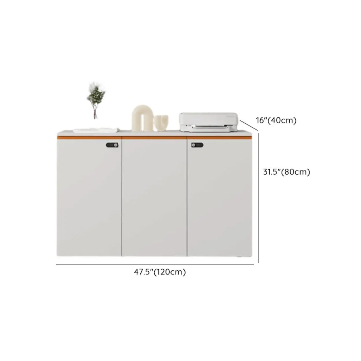 Wood Horizontal White Filing Cabinet with Shelving Image - 17