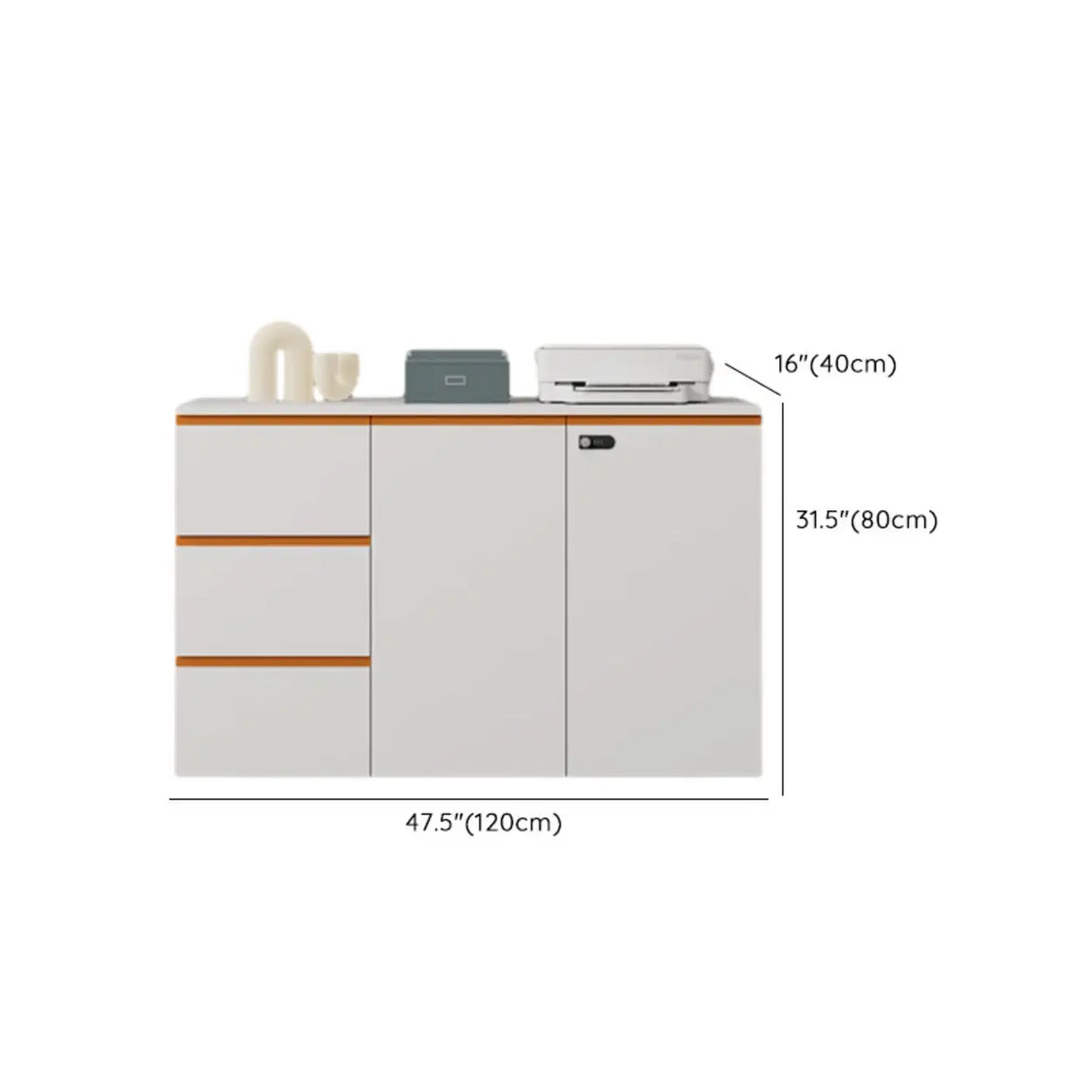 Wood Horizontal White Filing Cabinet with Shelving Image - 18