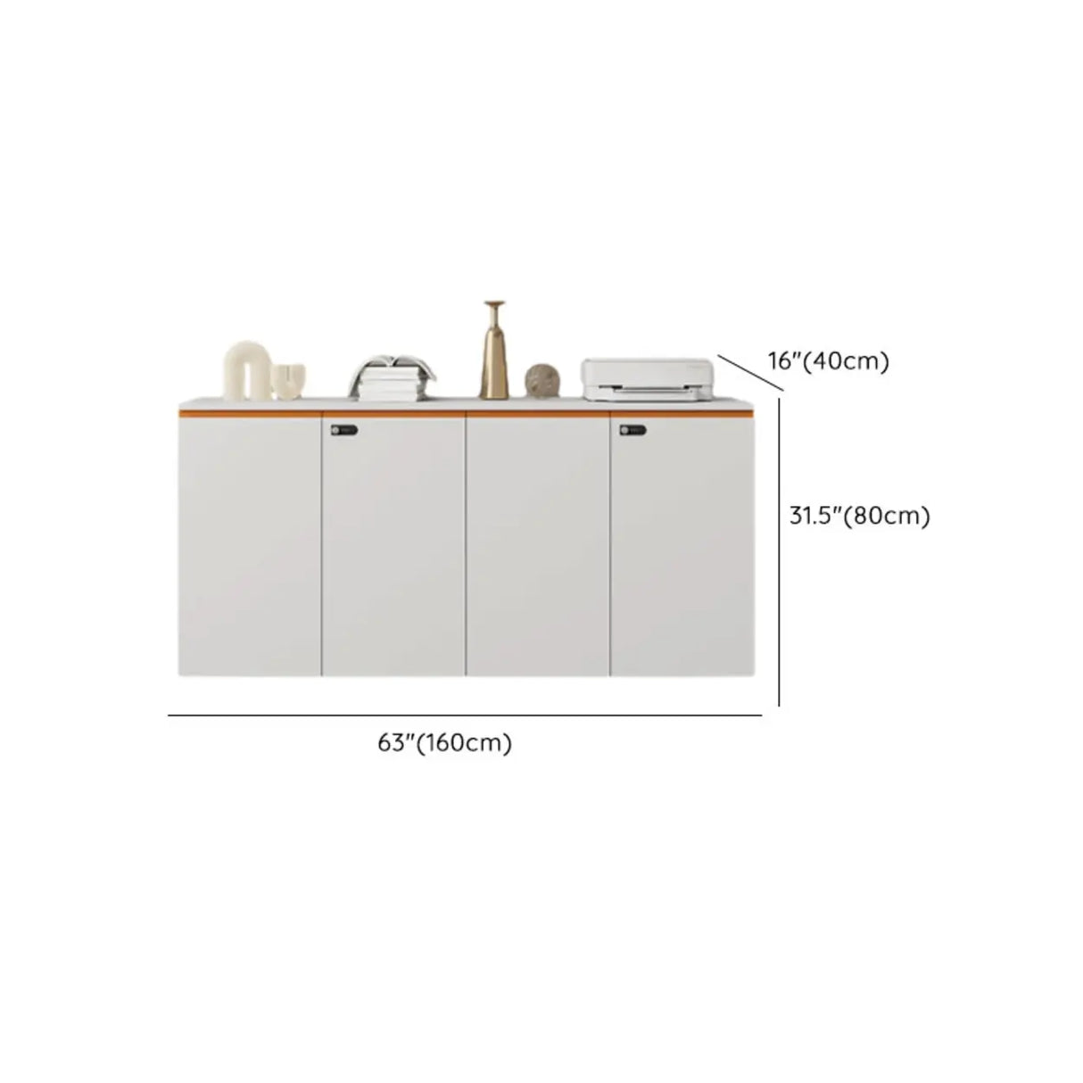 Wood Horizontal White Filing Cabinet with Shelving Image - 20