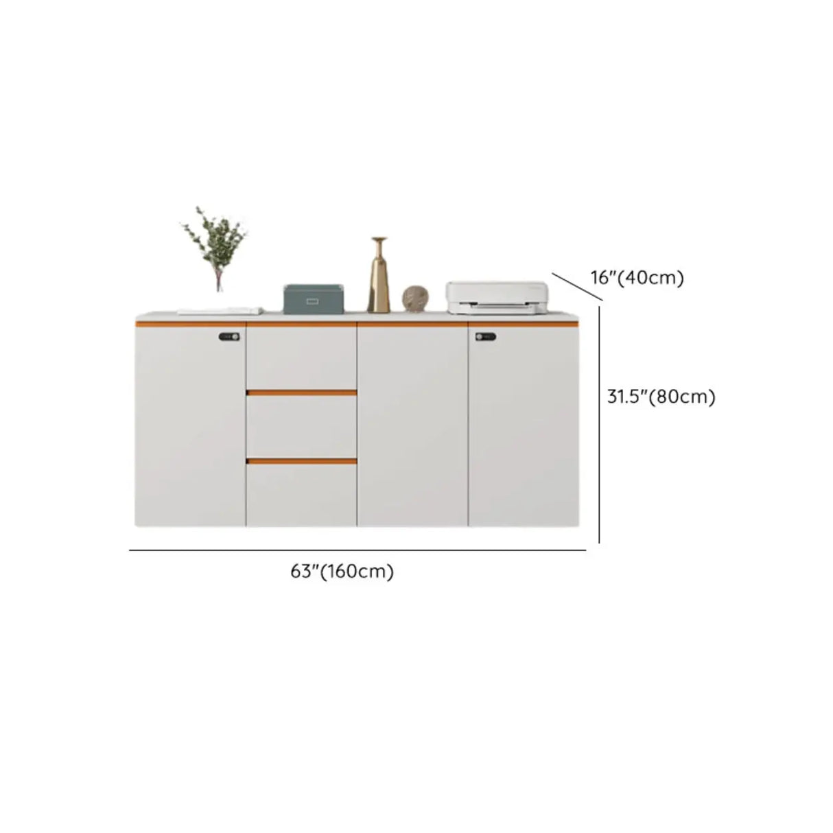 Wood Horizontal White Filing Cabinet with Shelving Image - 21