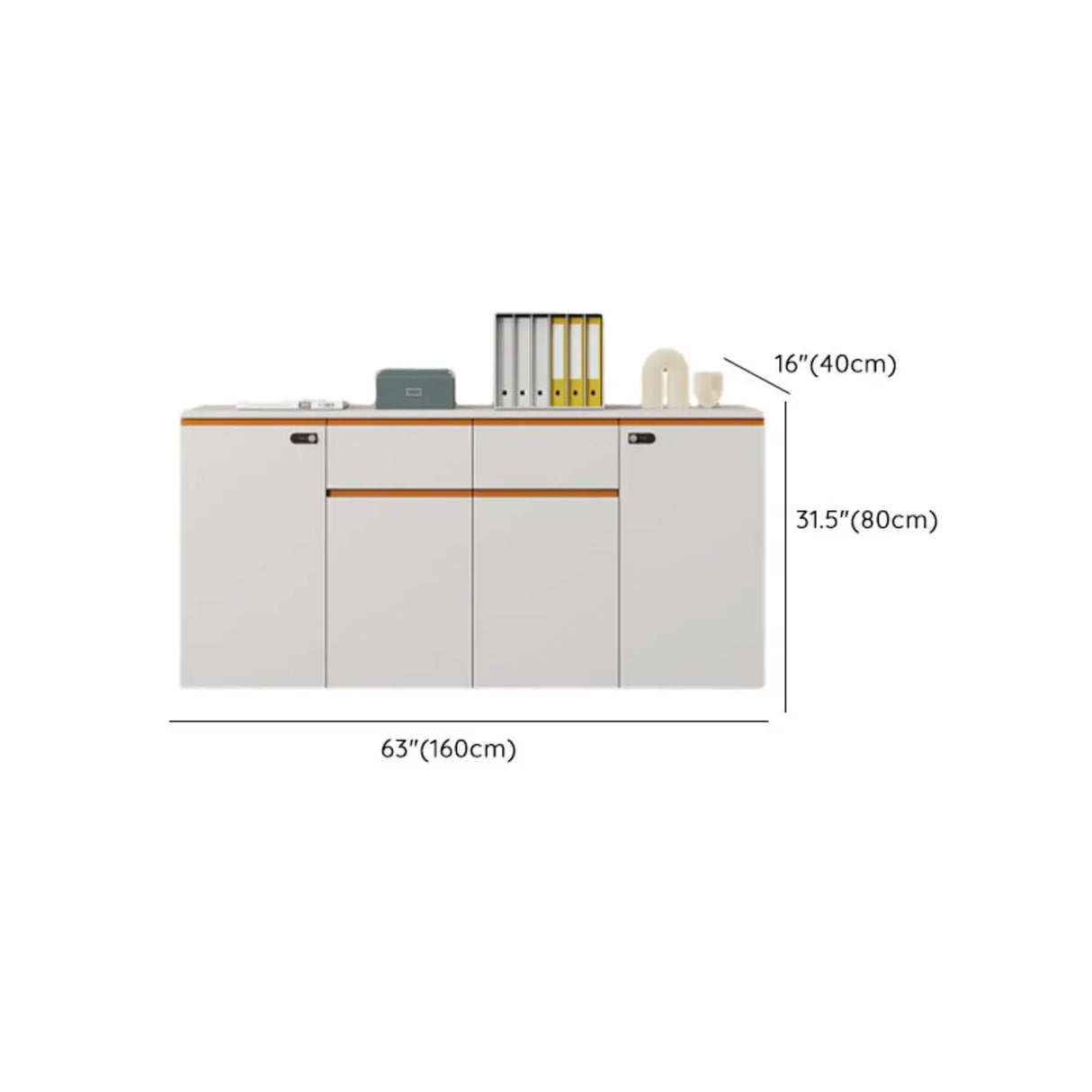 Wood Horizontal White Filing Cabinet with Shelving Image - 22