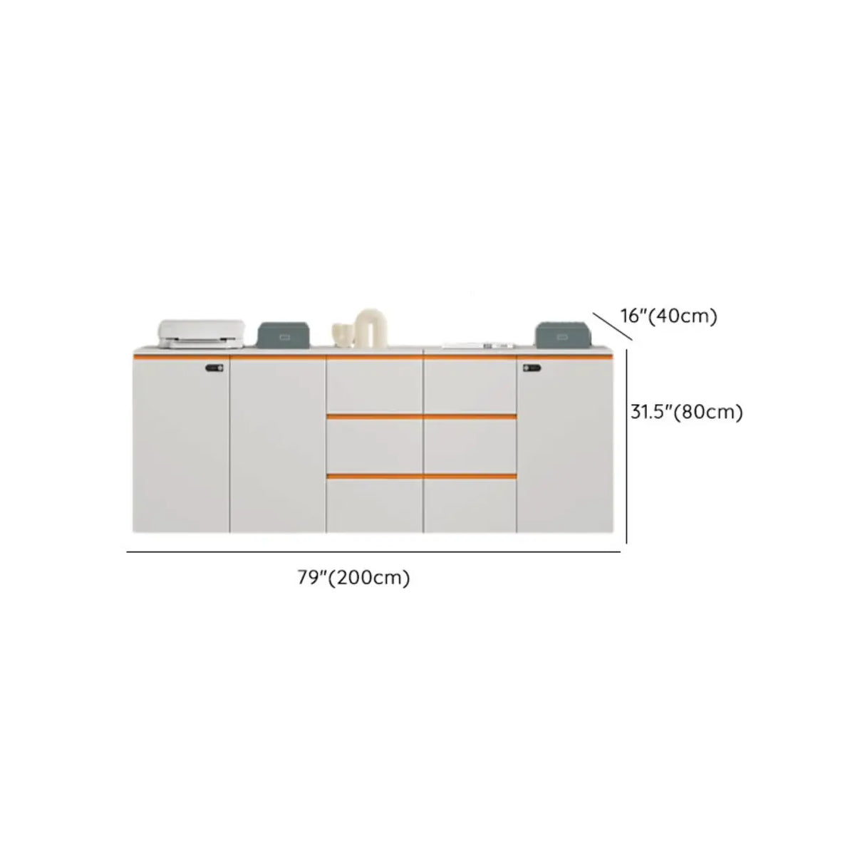 Wood Horizontal White Filing Cabinet with Shelving Image - 23