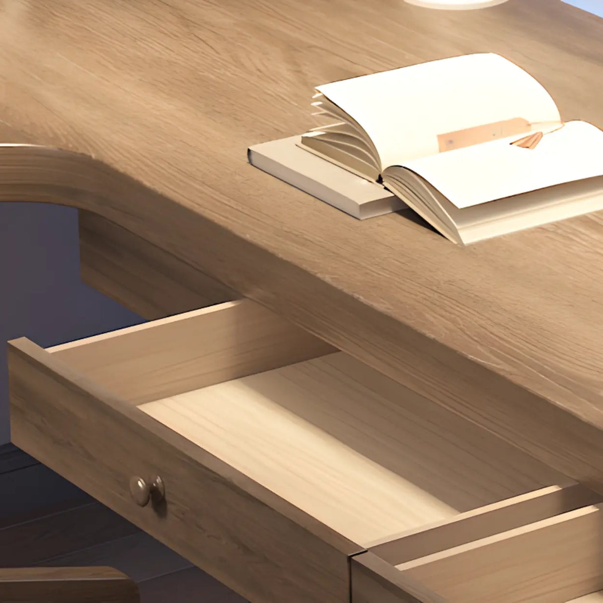 Wood Hutch Drawers L-Shape Double Computer Desk Image - 13