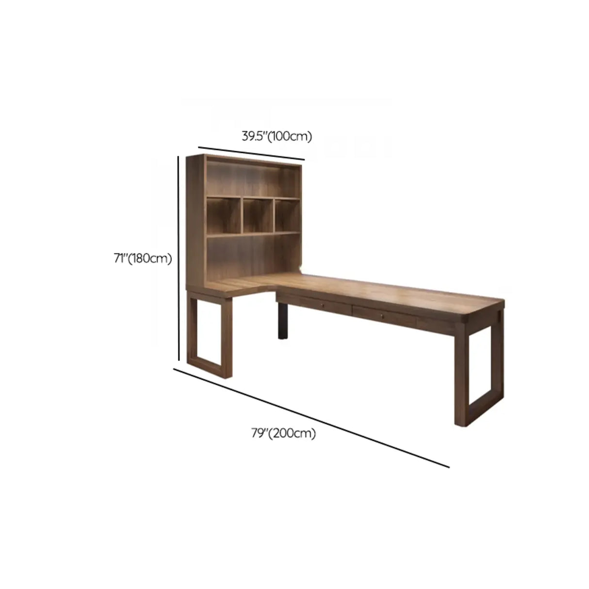 Wood Hutch Drawers L-Shape Double Computer Desk Image - 18