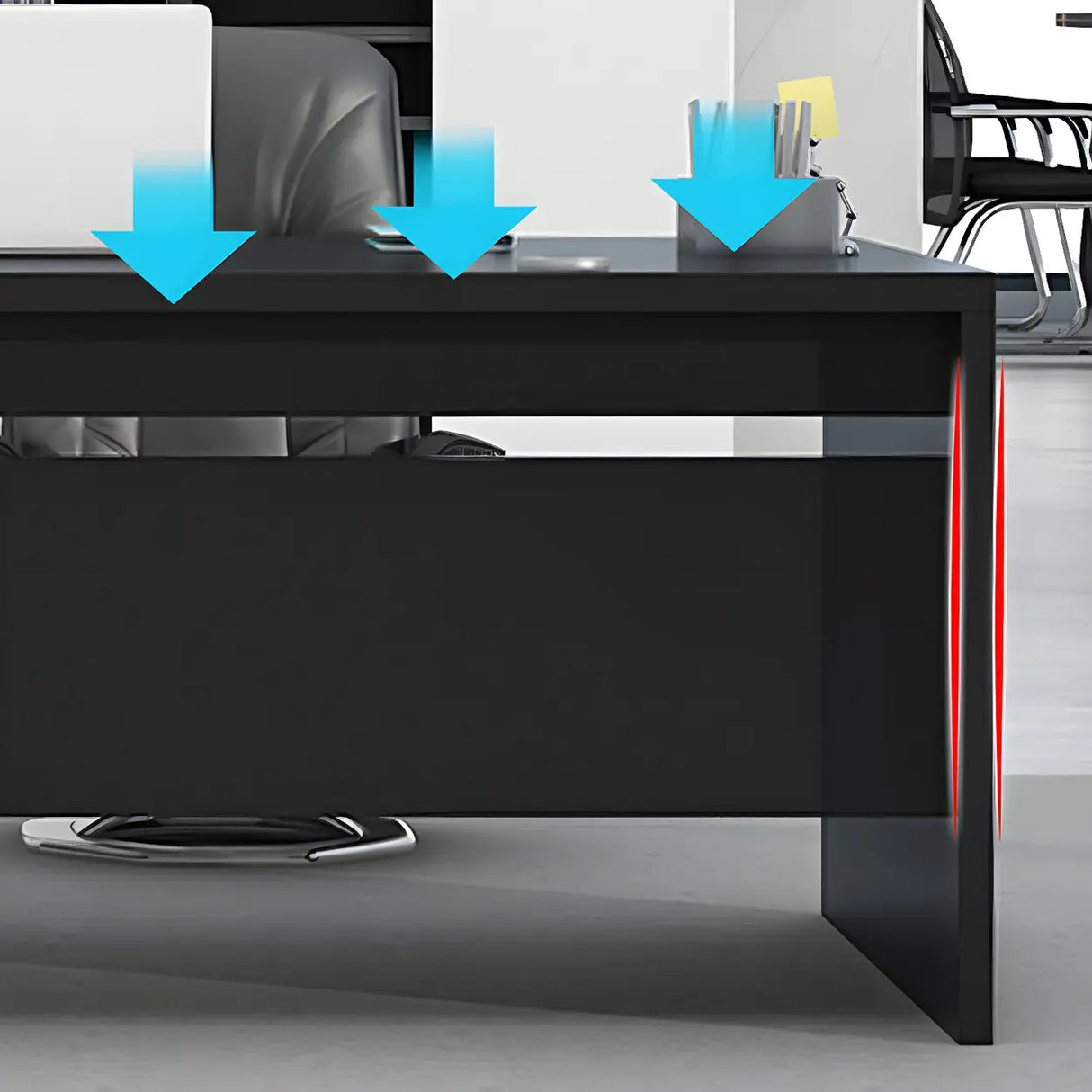 Wood L-Shape Metal Pedestal Executive Desk with Cabinet Image - 4