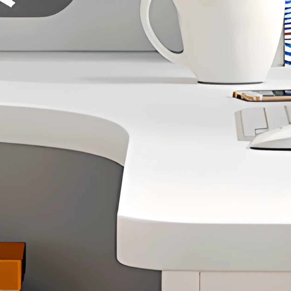 Wood L-Shaped Storage Kids Computer Desk with Hutch Image - 8