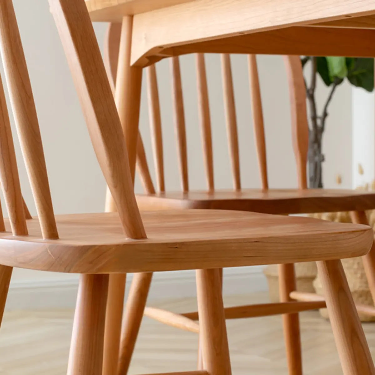 Wood Open Arch Spindle Back Armless Dining Chair Cherry Image - 10