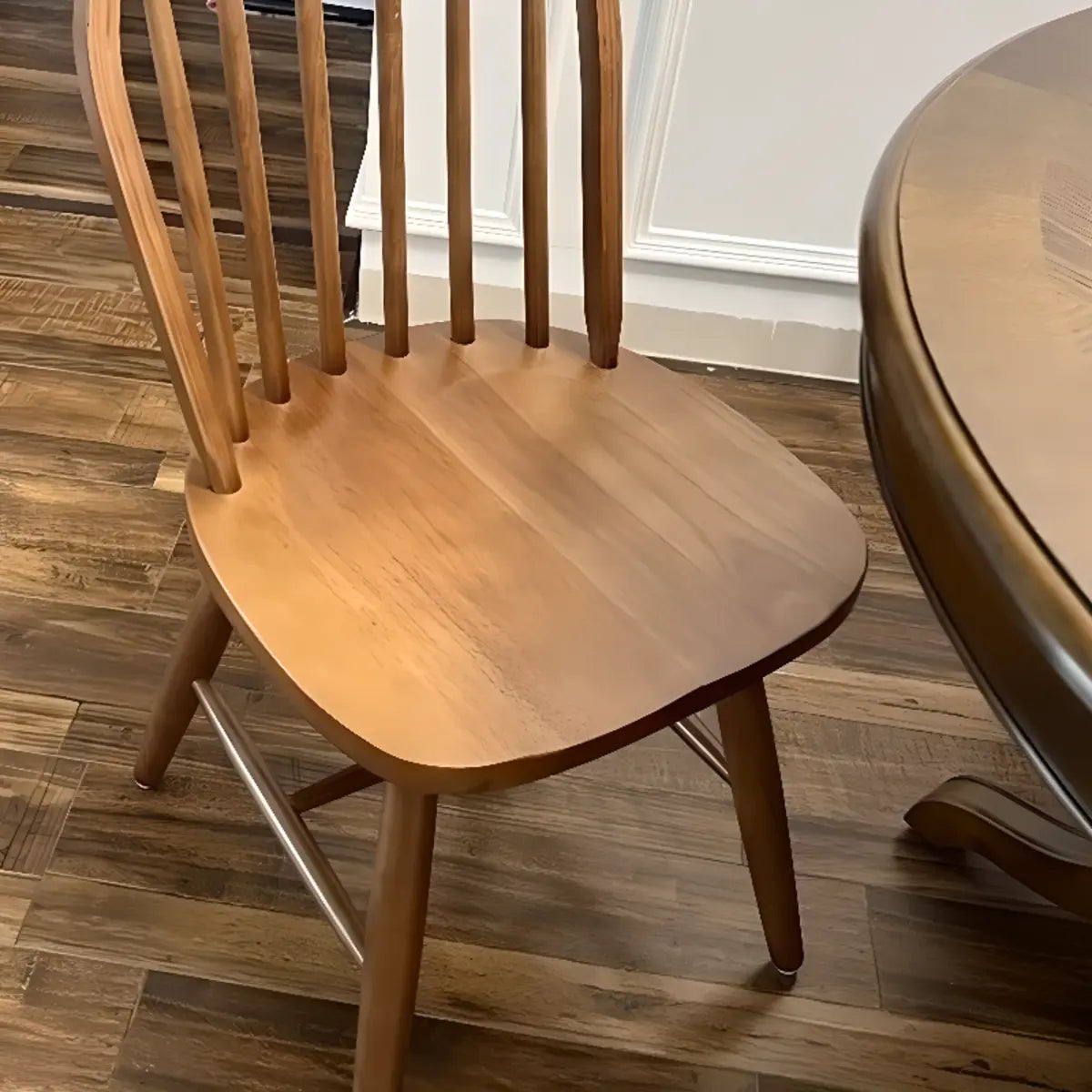 Wood Open Arch Spindle Back Armless Dining Chair Cherry Image - 4