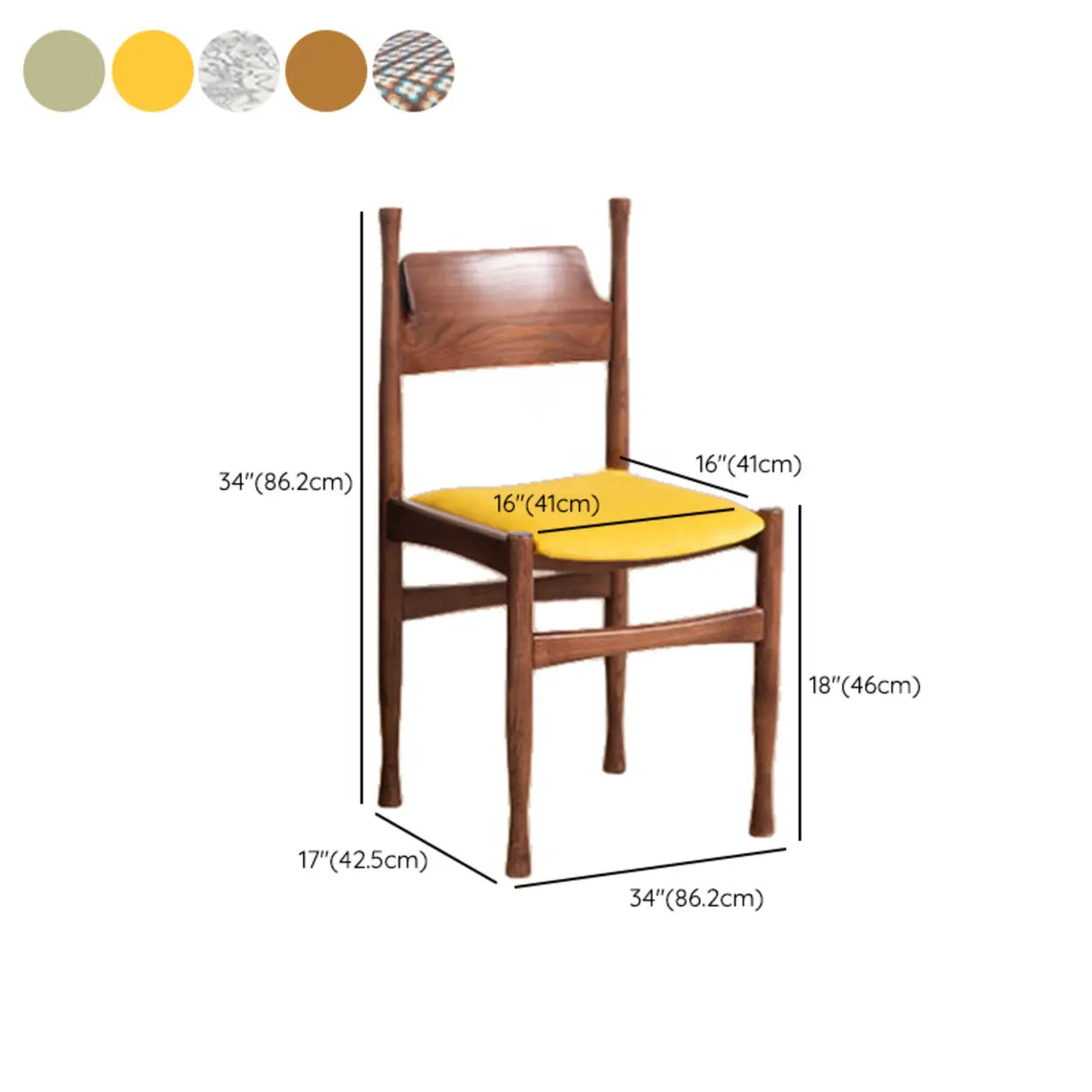 Wood Open Backrest Upholstered Dining Chairs Green