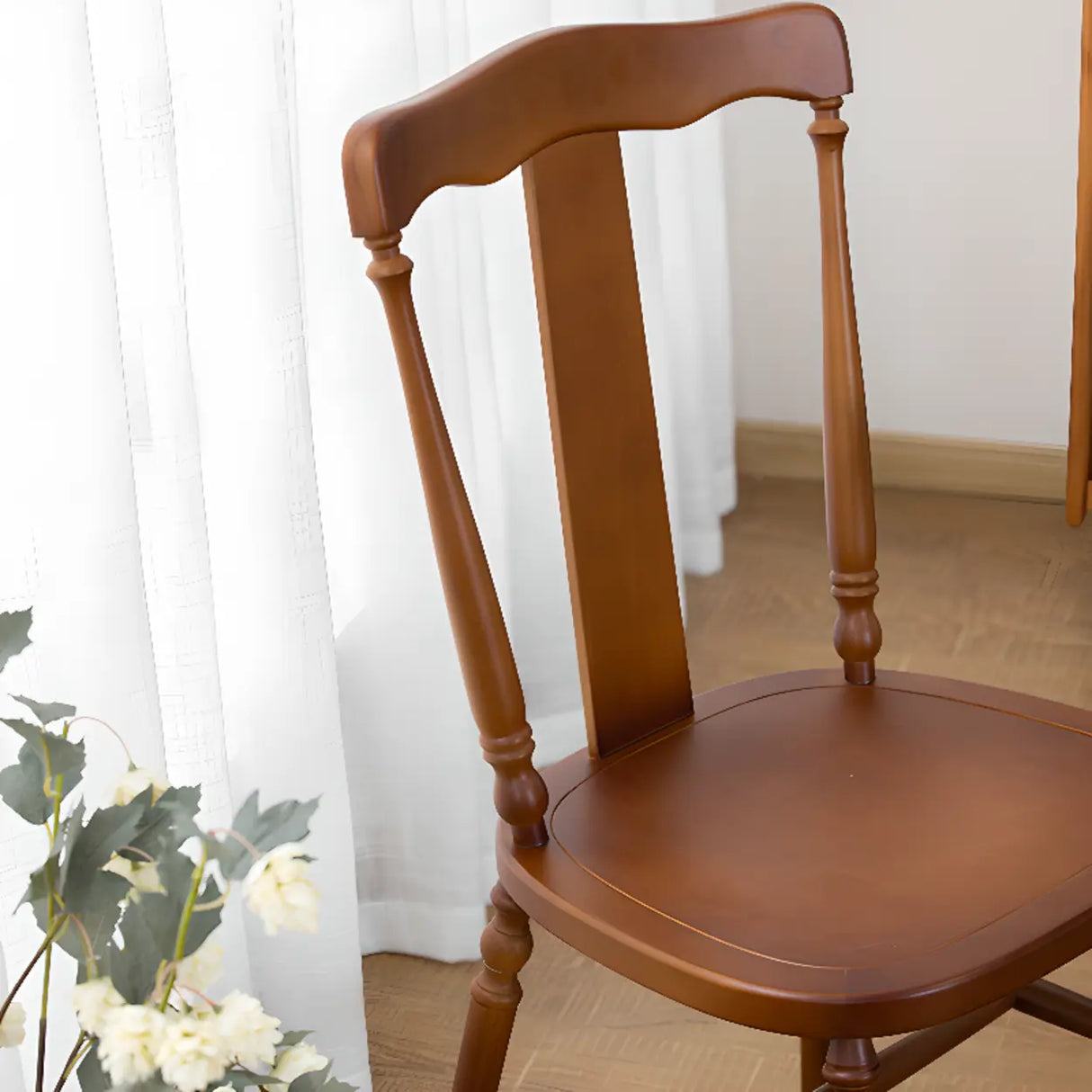 Wood Open Slat Back Ash Dining Chairs Black Walnut Image - 10