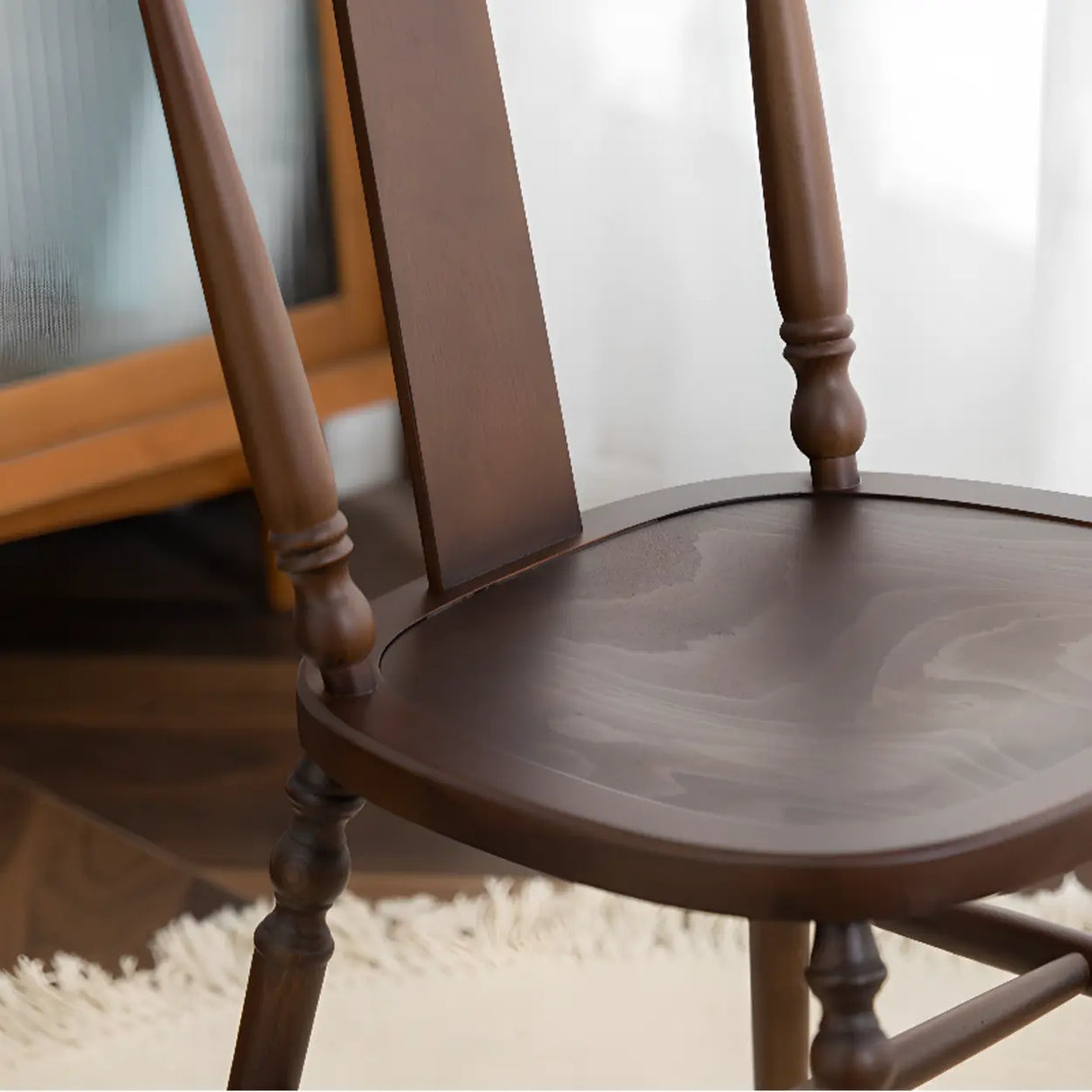 Wood Open Slat Back Ash Dining Chairs Black Walnut Image - 11