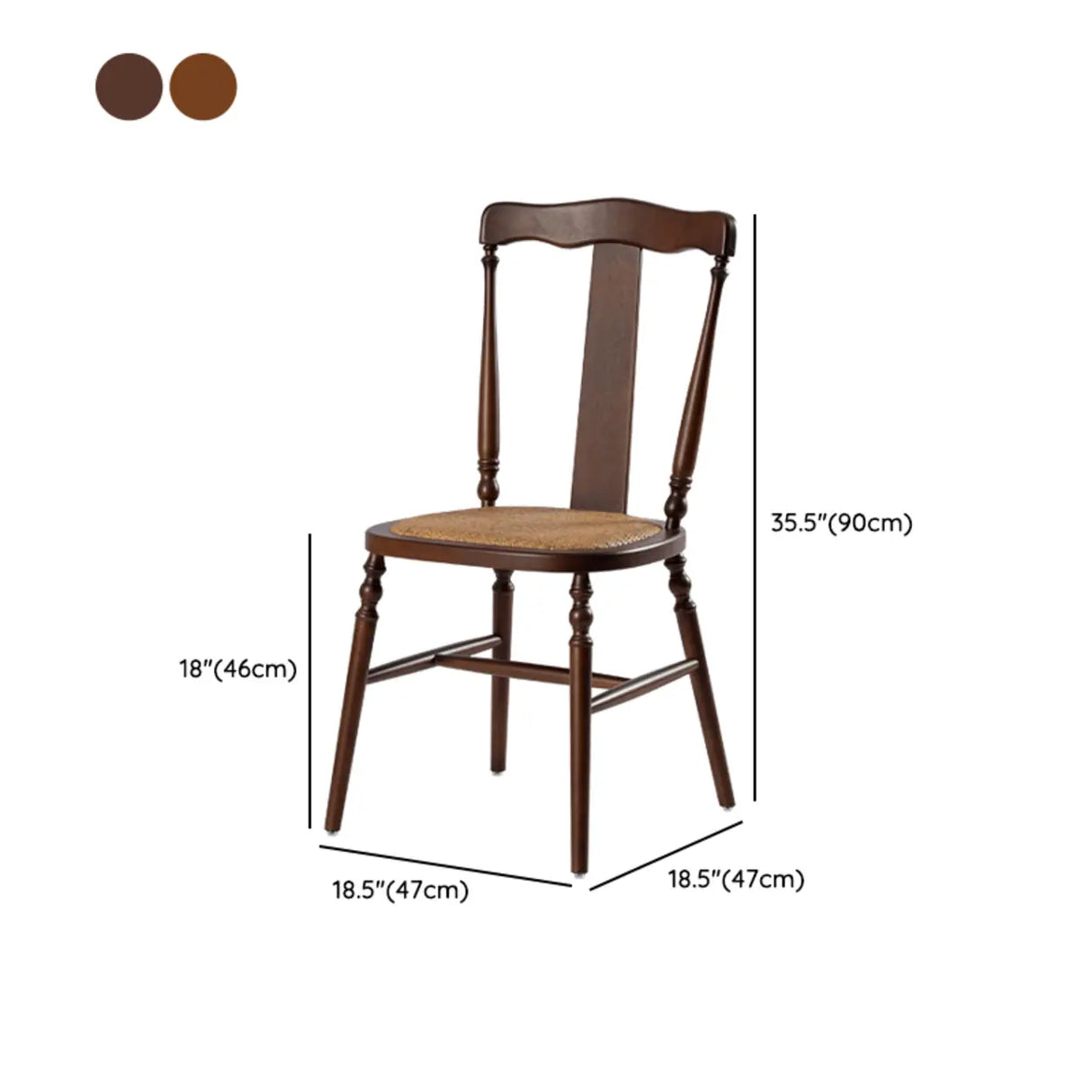 Wood Open Slat Back Ash Dining Chairs Black Walnut
