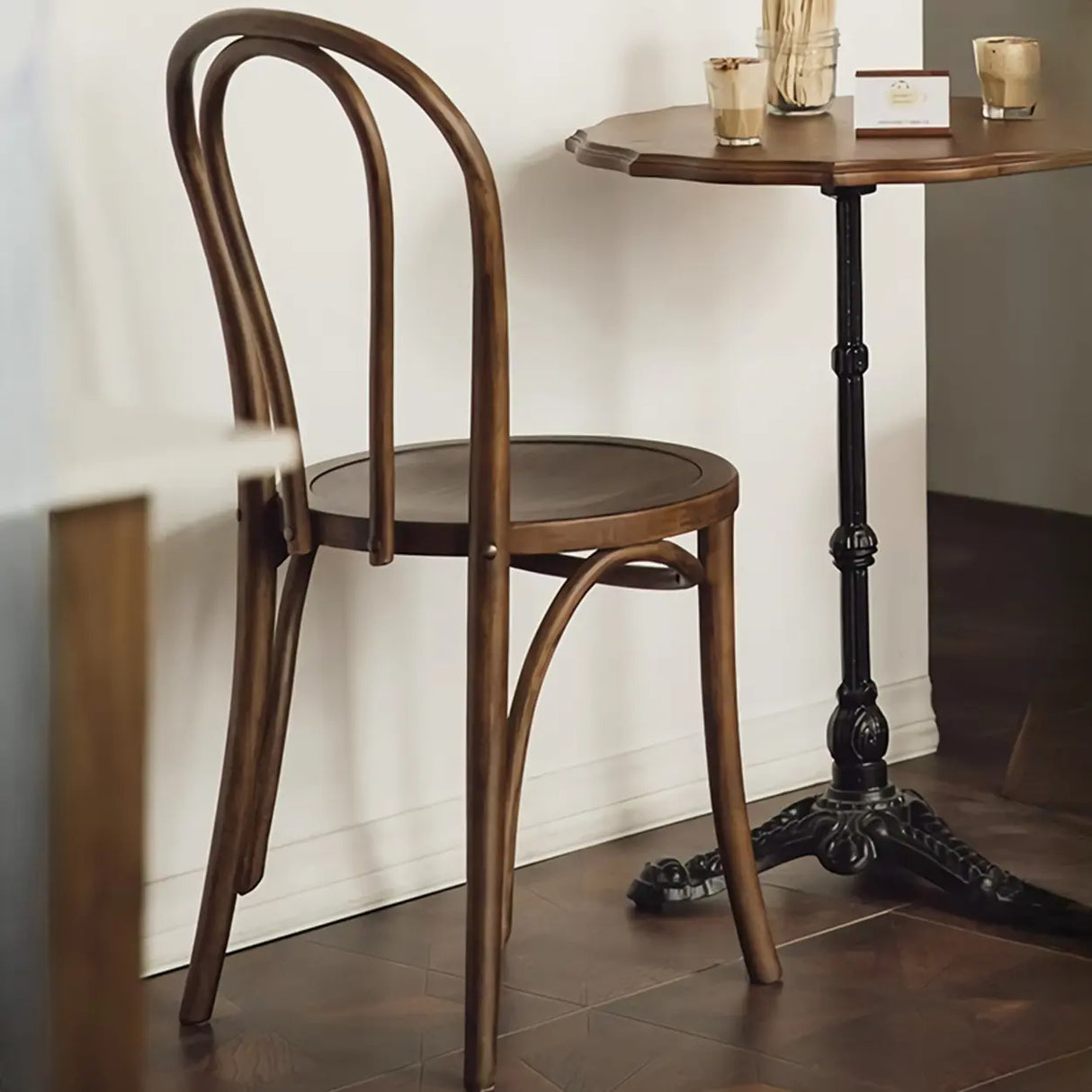 Wood Open Spindle Back Dining Chairs Walnut Finish Image - 6