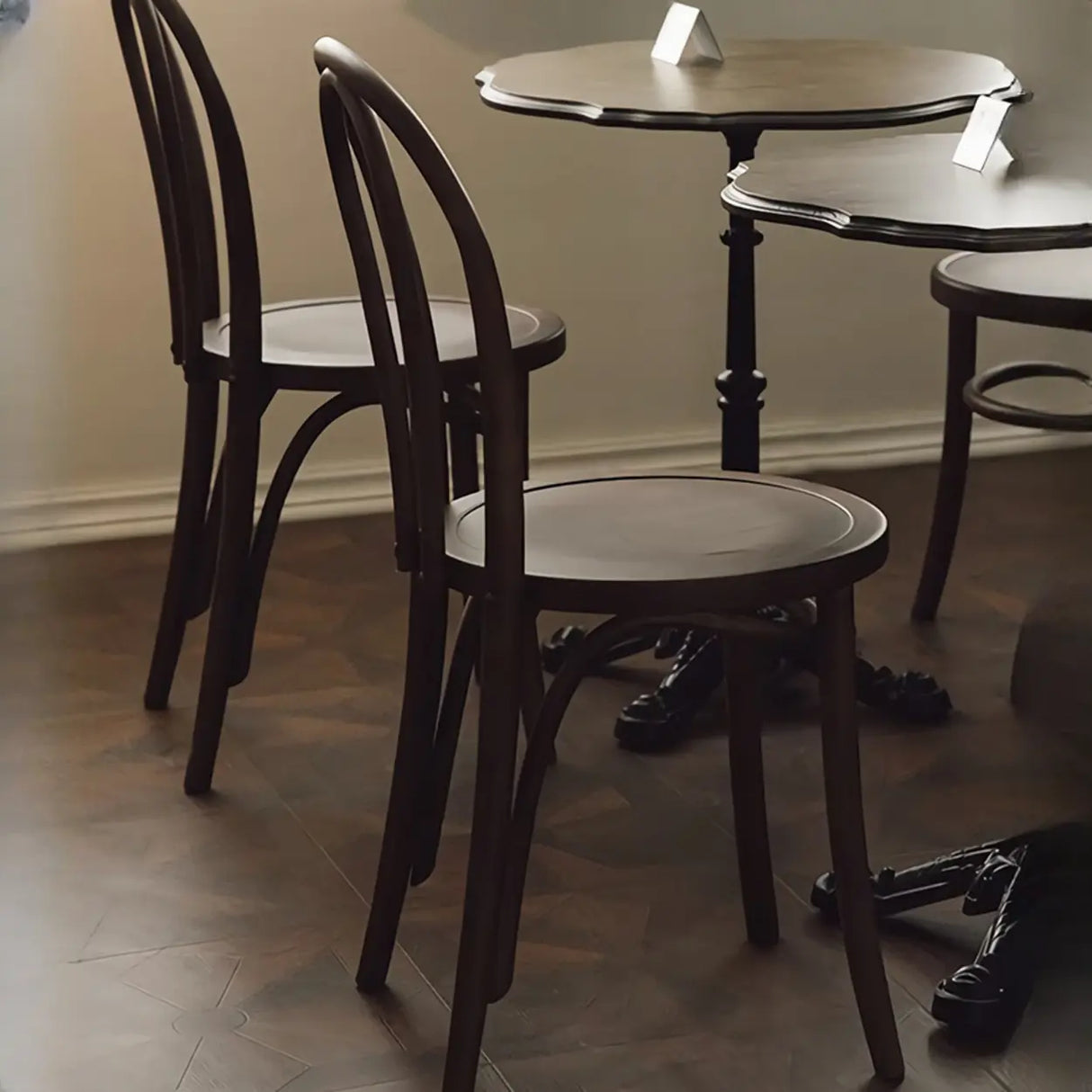 Wood Open Spindle Back Dining Chairs Walnut Finish Image - 8