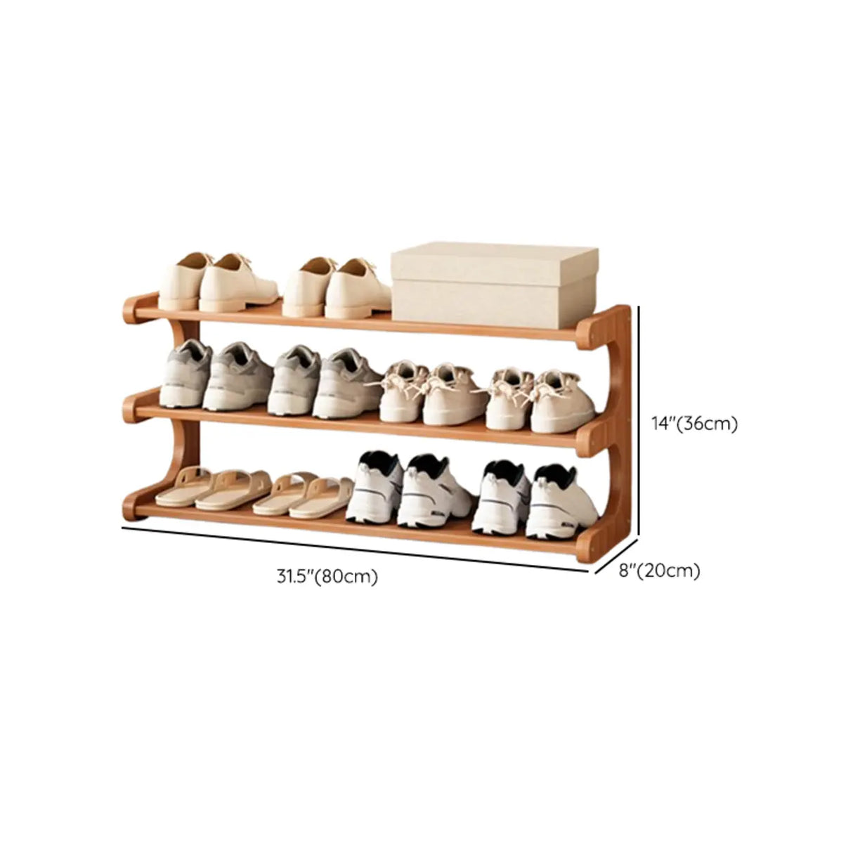 Wood Open Storage Vertical Freestanding Brown Shoe Rack Image - 33