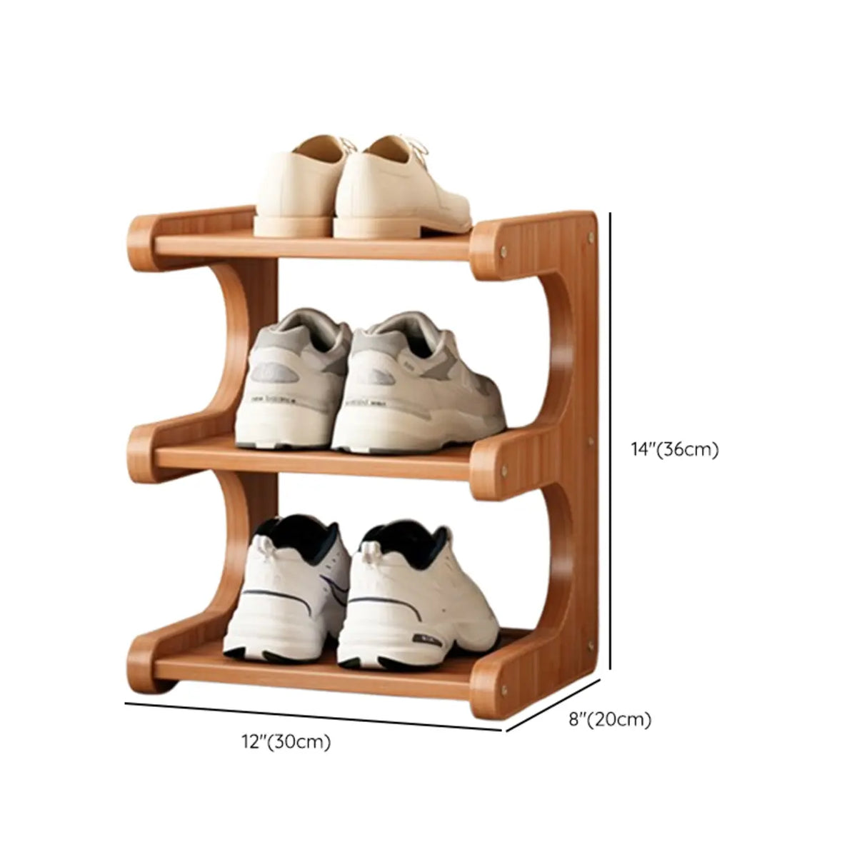 Wood Open Storage Vertical Freestanding Brown Shoe Rack Image - 34