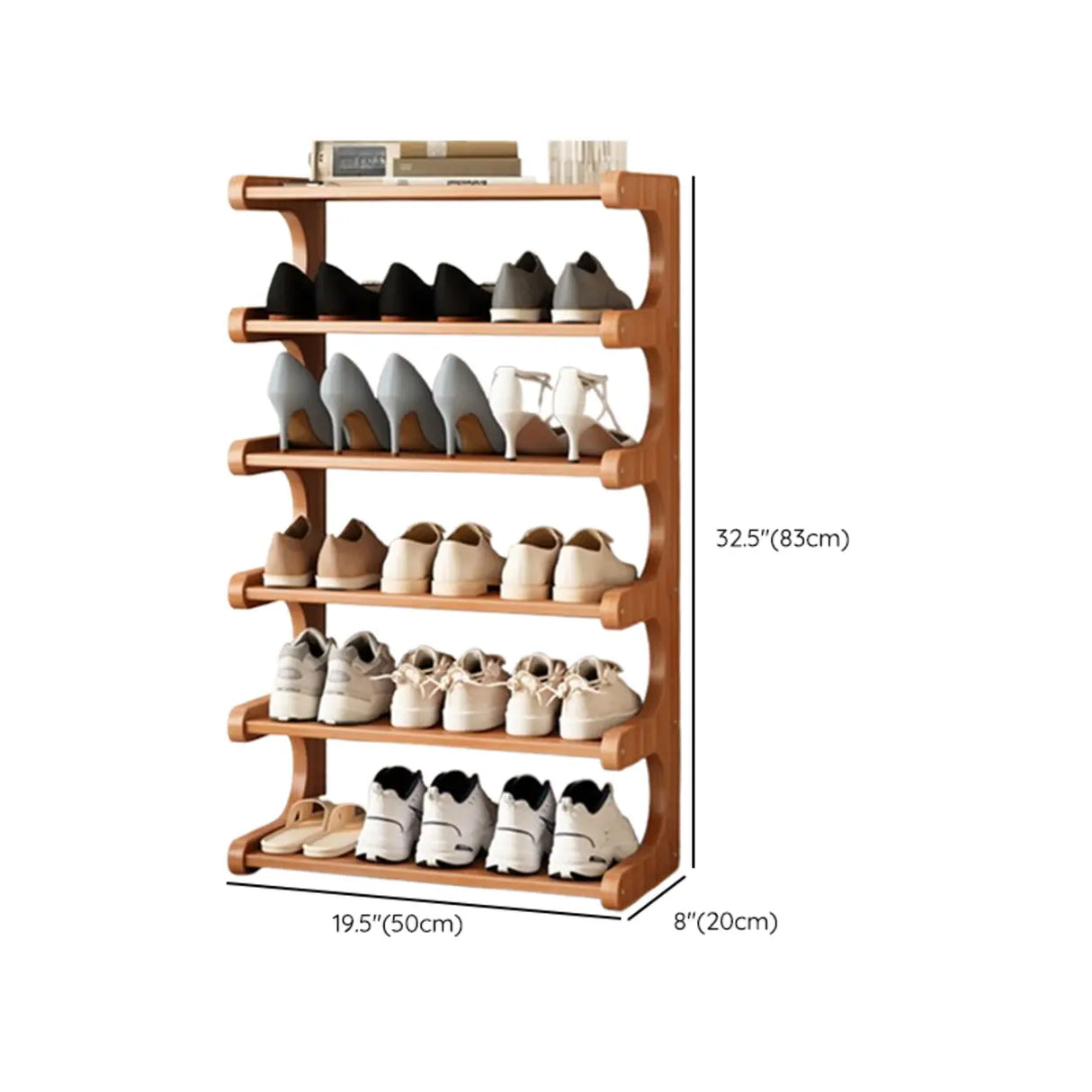 Wood Open Storage Vertical Freestanding Brown Shoe Rack Image - 37