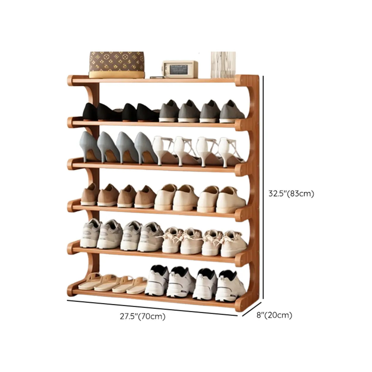 Wood Open Storage Vertical Freestanding Brown Shoe Rack Image - 39