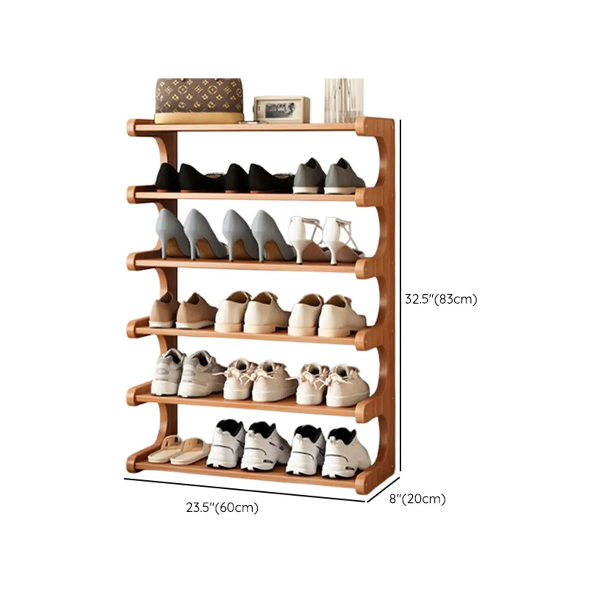 Wood Open Storage Vertical Freestanding Brown Shoe Rack Image - 40