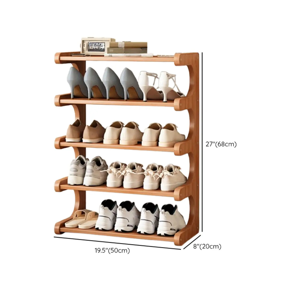 Wood Open Storage Vertical Freestanding Brown Shoe Rack Image - 41