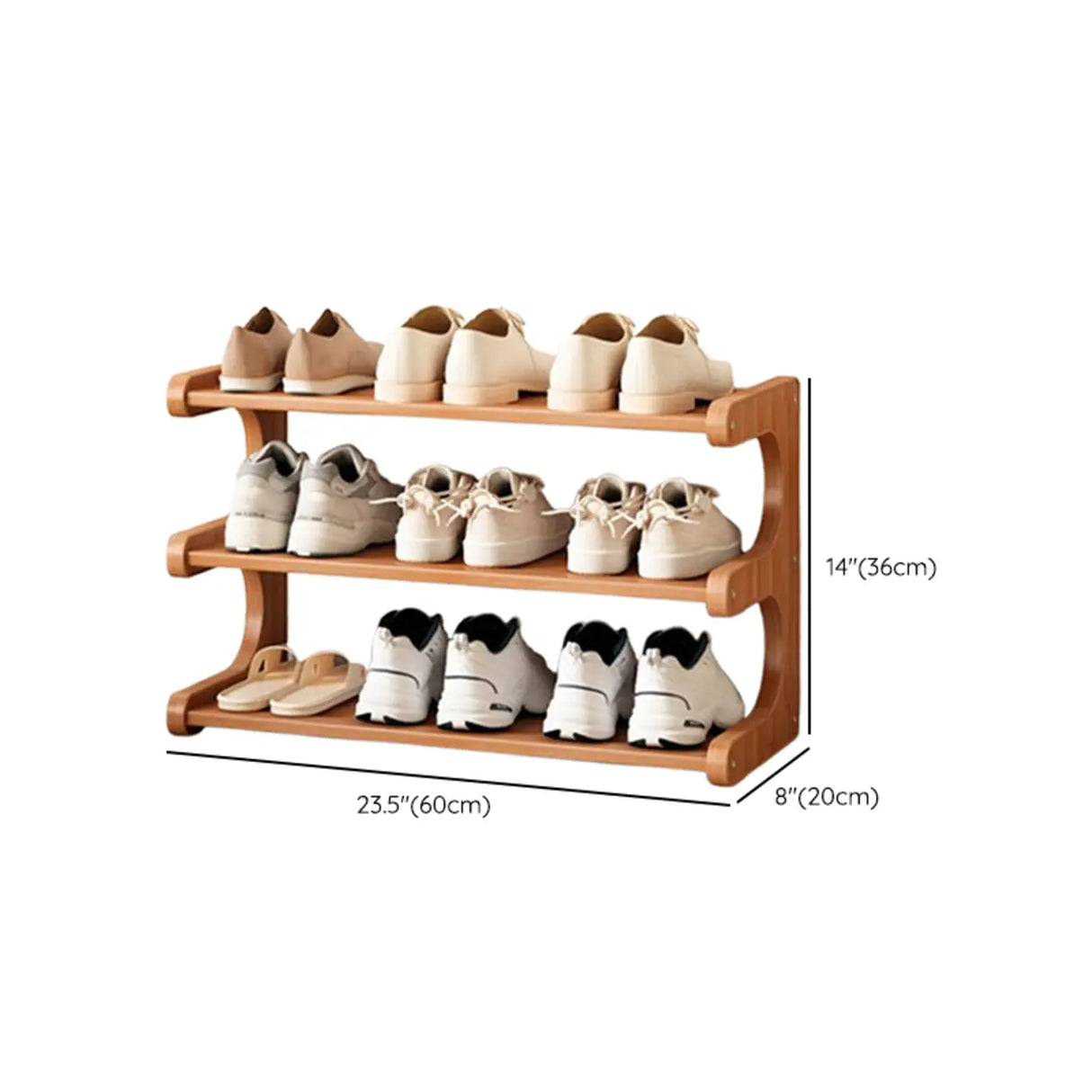 Wood Open Storage Vertical Freestanding Brown Shoe Rack Image - 42