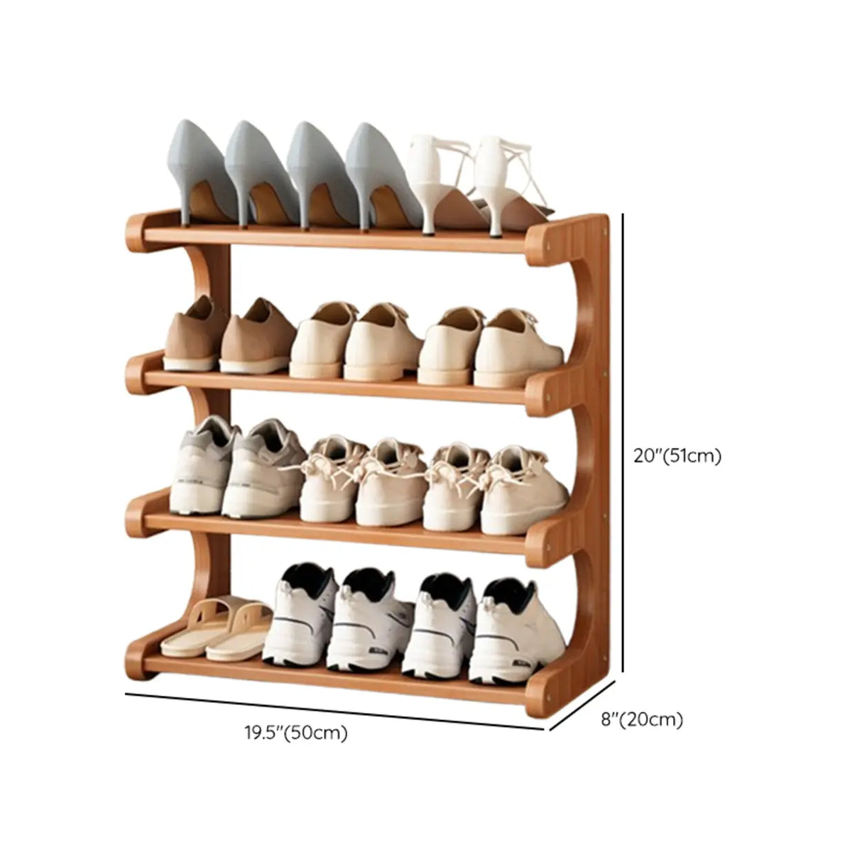 Wood Open Storage Vertical Freestanding Brown Shoe Rack Image - 43