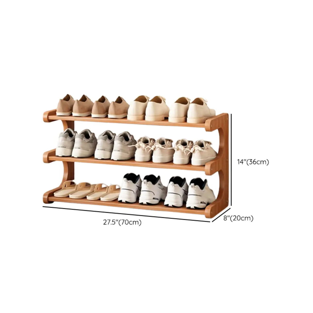 Wood Open Storage Vertical Freestanding Brown Shoe Rack Image - 44