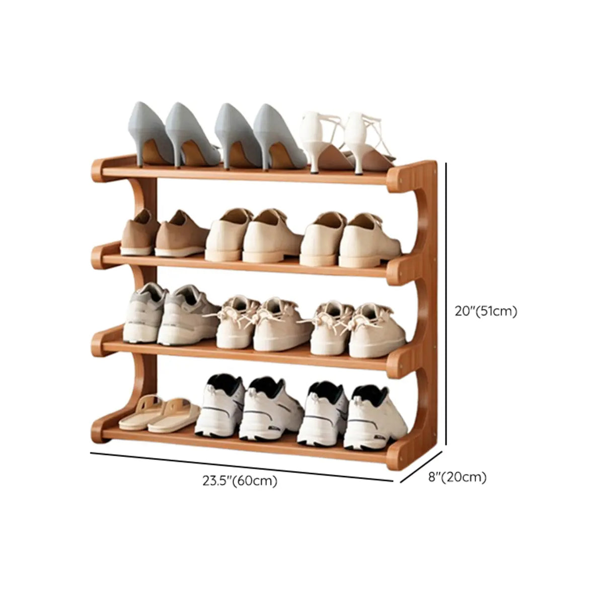 Wood Open Storage Vertical Freestanding Brown Shoe Rack Image - 45