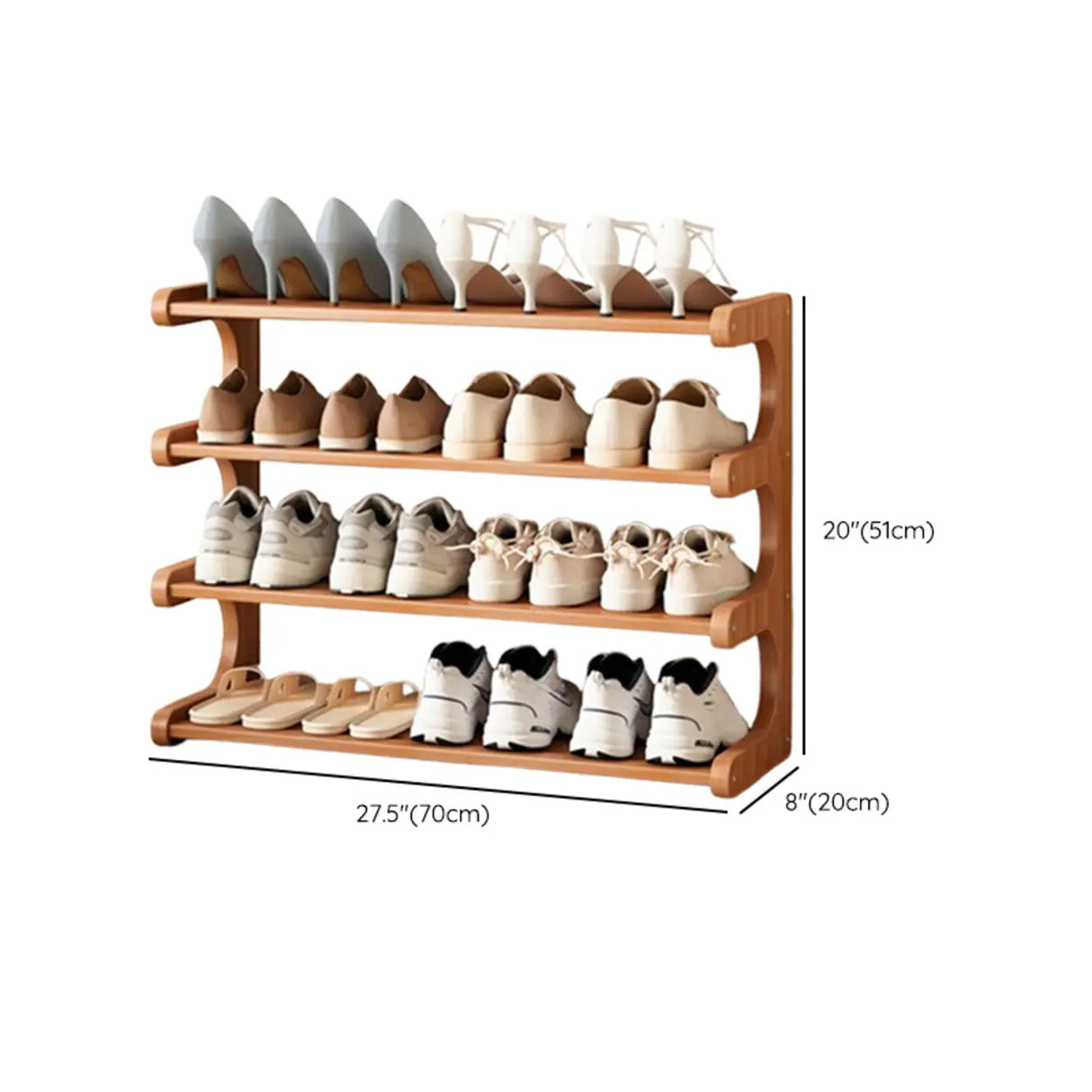 Wood Open Storage Vertical Freestanding Brown Shoe Rack Image - 46