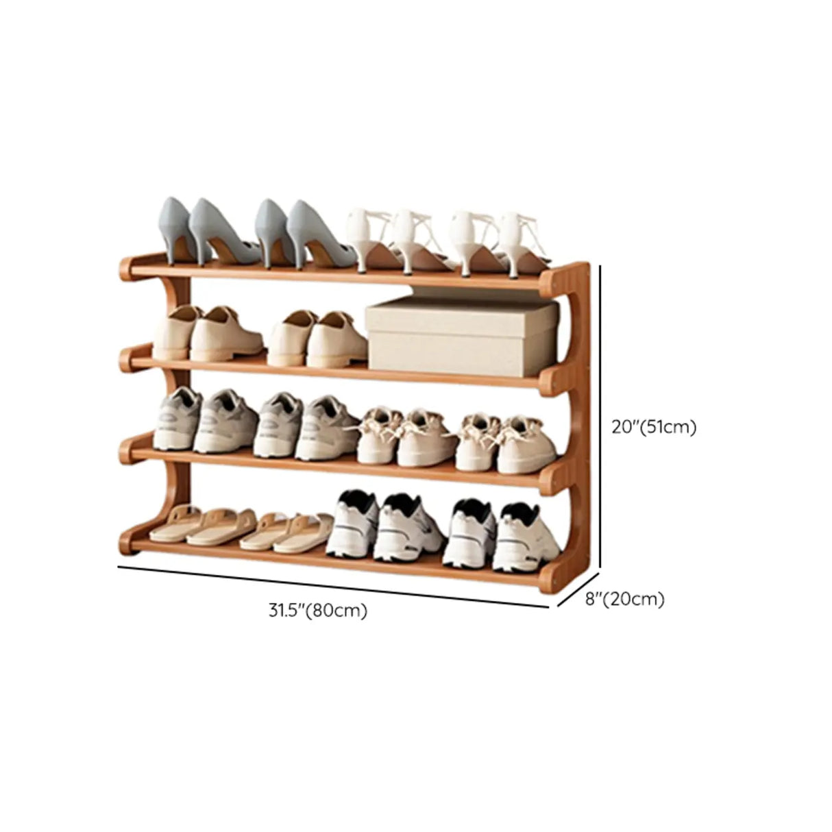 Wood Open Storage Vertical Freestanding Brown Shoe Rack Image - 47
