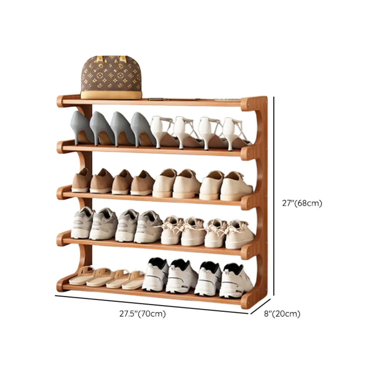 Wood Open Storage Vertical Freestanding Brown Shoe Rack Image - 49