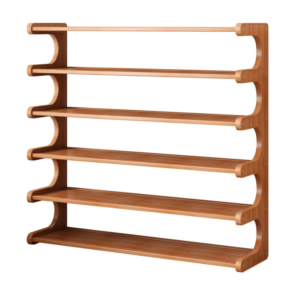 Wood Open Storage Vertical Freestanding Brown Shoe Rack Image - 5