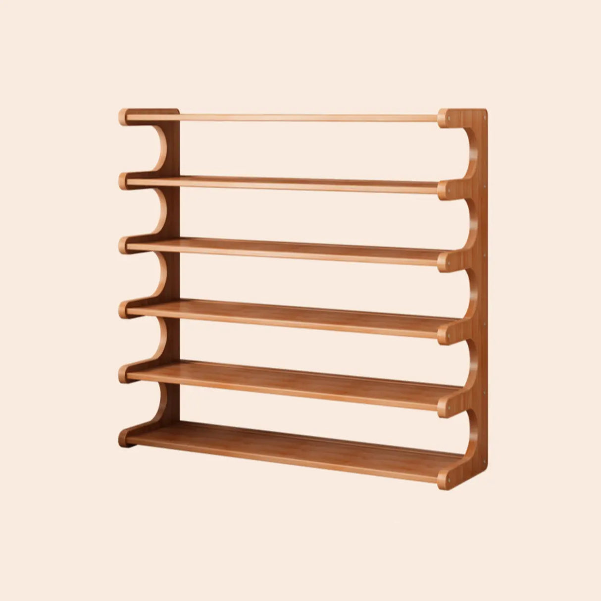 Wood Open Storage Vertical Freestanding Brown Shoe Rack Image - 6