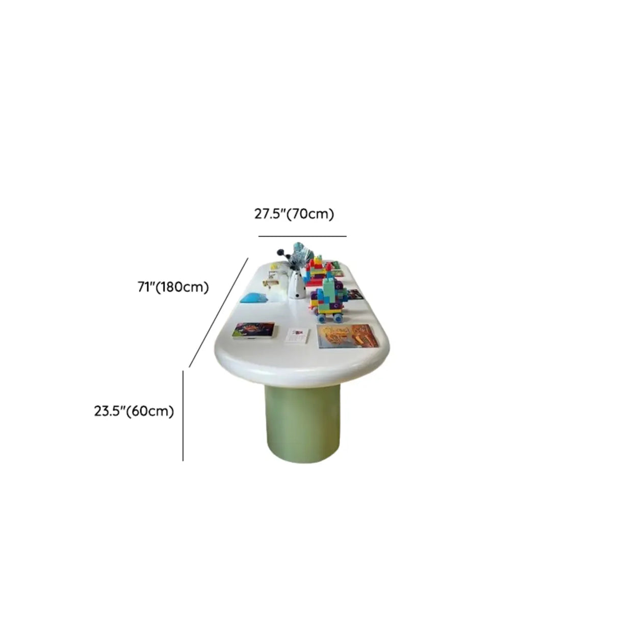 Wood Oval Fixed Height Kids Activity Desk For Six Image - 10