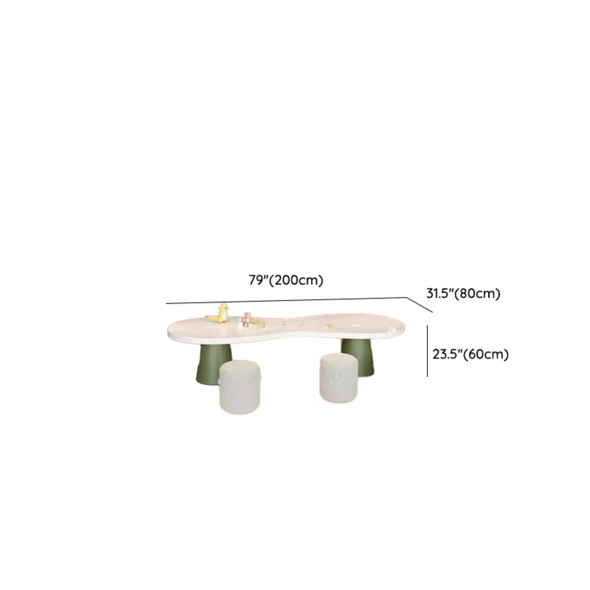 Wood Oval Fixed Height Kids Activity Desk For Six Image - 12