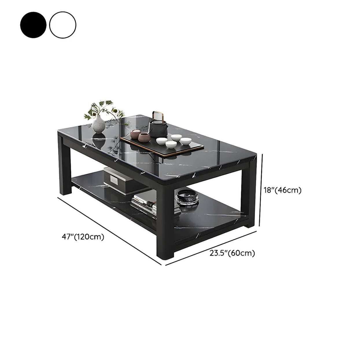 Wood Rectangle Iron Frame Coffee Table with Storage Image - 9