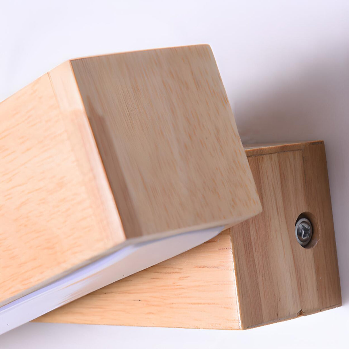 Wood Rectangular Adjustable LED Bedside Wall Sconce Image - 10