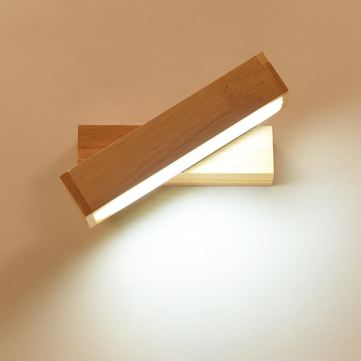 Wood Rectangular Adjustable LED Bedside Wall Sconce Image - 9